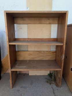 Rustic Wood 3-Shelf Bookcase Storage Unit (36" H × 25.5" W × 12" D) - Pickup 91706