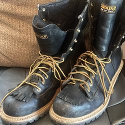 Men’s Leather Carolina Black Steel Toe Waterproof Work Boots CA9825 Size 13D