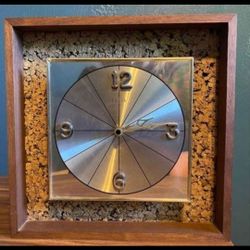 MCM Elgin Walnut/Cork Board Back Wall Clock