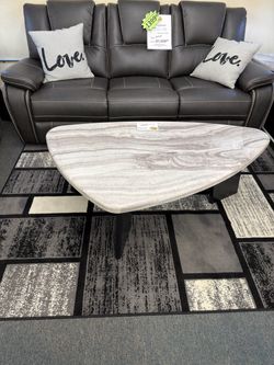 3pc Black/Faux Marble Asymmetrical Occasional Table Set