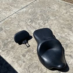 Low Profile Harley Davidson Two Up Seat With Back Rest 