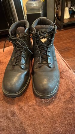 Black Leather Lace-Up Work Boots