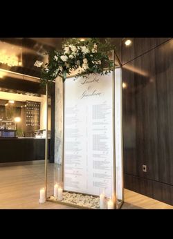 Gold seating chart stand