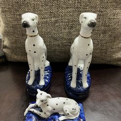 Fits & Floyd Staffordshire Style Dalmation Bookends And Paperweight 