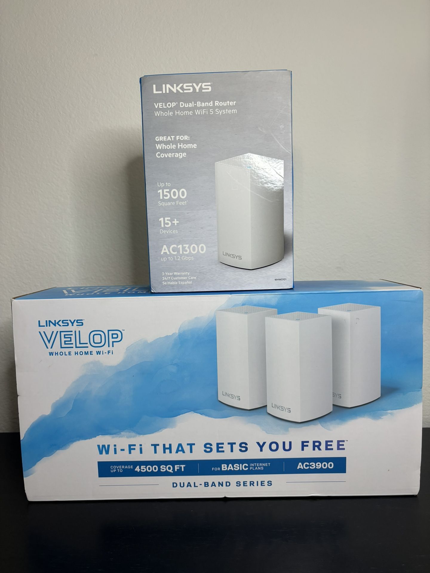 Linksys Velop Whole Home Wifi AC3900 and Linksys Dual Band Router AC1300