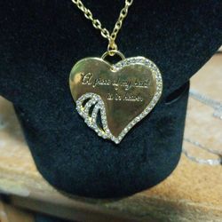 A Piece Of My Heart Is In Heaven Stainless Steel Gold 21 Inch Necklace