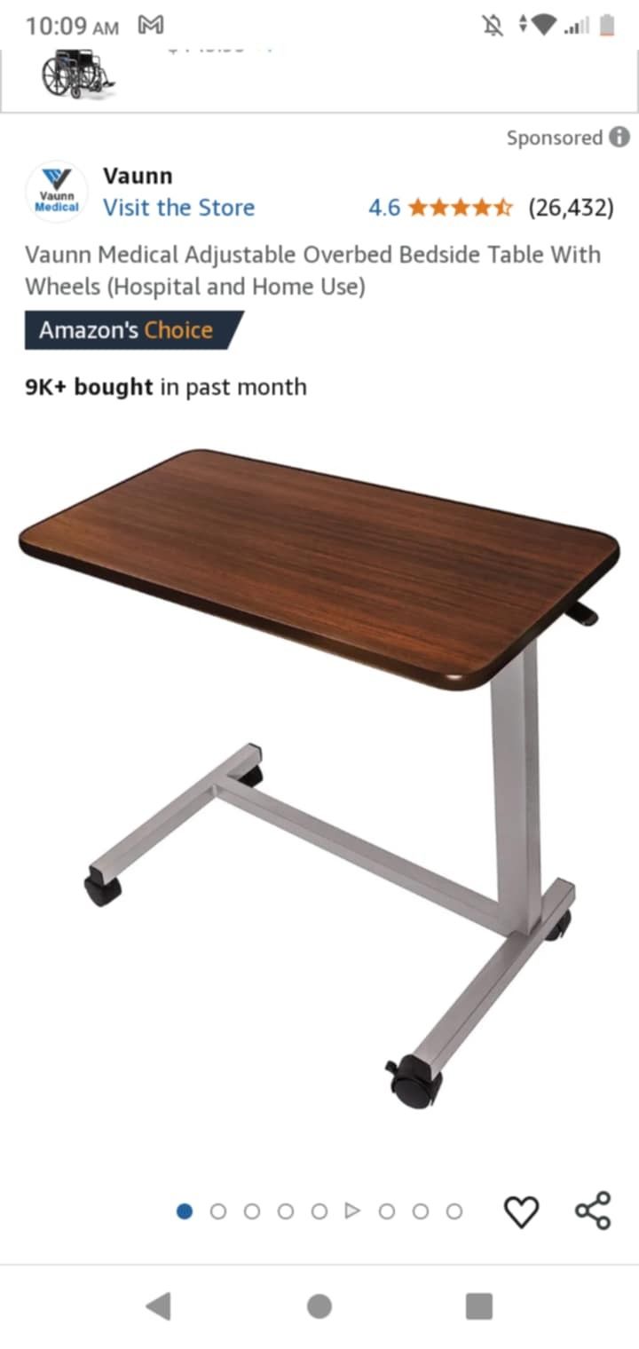 VAUNN MEDICAL SIDE BED TABLE