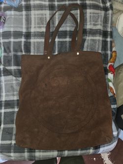 Tory Burch Brown Suede Tote Bag Perforated Logo