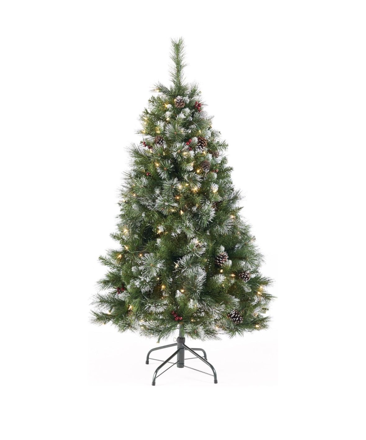 4.5 'Glitter Bristle Mixed Hinged Tree with Red Berry and Pine Cones and 200 CL,407 Tips,64194.00CL