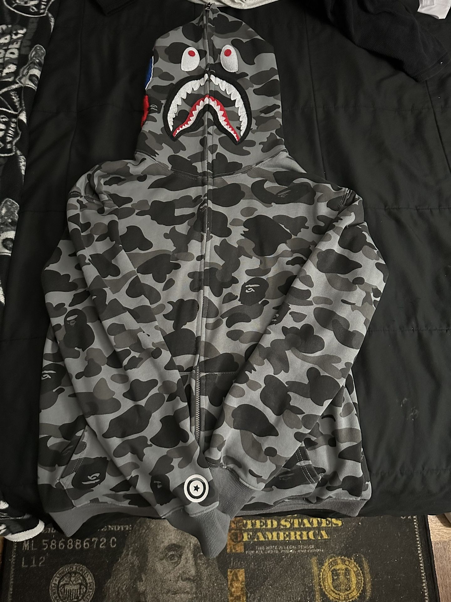 Grey And Black Bape Zip Up