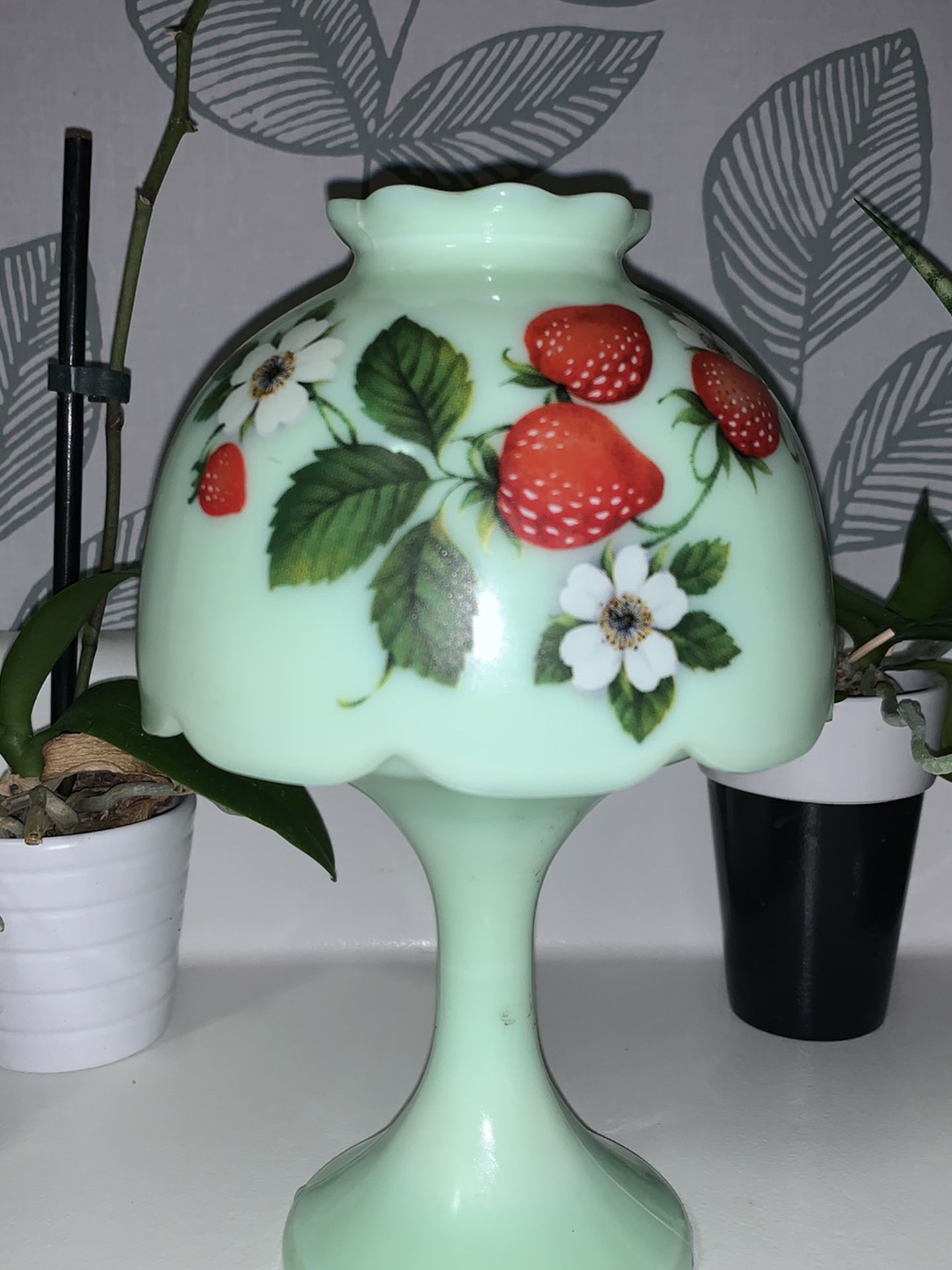 Westmoreland Jadeite Strawberry Fairy Lamp