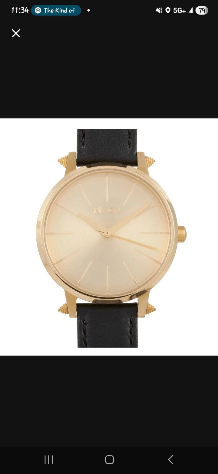 Nixon Kensington Leather 37mm Gold Tone