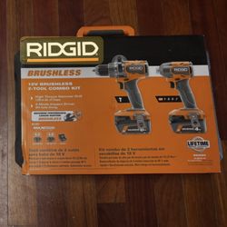 Ridgid 18V Brushless 2-Tool Combo Kit with 6.0 Ah and 4.0 Ah MAX Output Batteries, Charger, and Hard Case