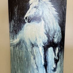 Black & White Horse Painting Artwork 48”x24”