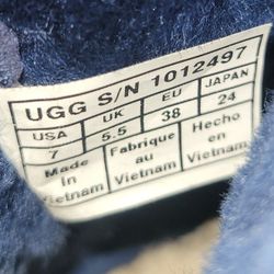 Adult Women's Size 7 UGG Uggs Low Wedge Ankle Boots Navy Blue Excellent Condition PRICE Is Firm Cash Only 