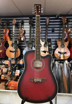 DE ROSA ACOUSTICO/ELECTRICO GUITARRA. (VINO TINTO).