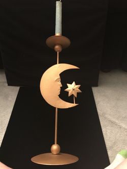 Star and 1/2 Moon Tall Candle Holder