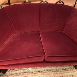 Vintage Red Velvet Loveseat