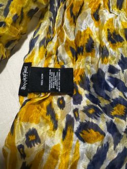 Brooksfield 100% Silk Scarf – Yellow & Blue Print
