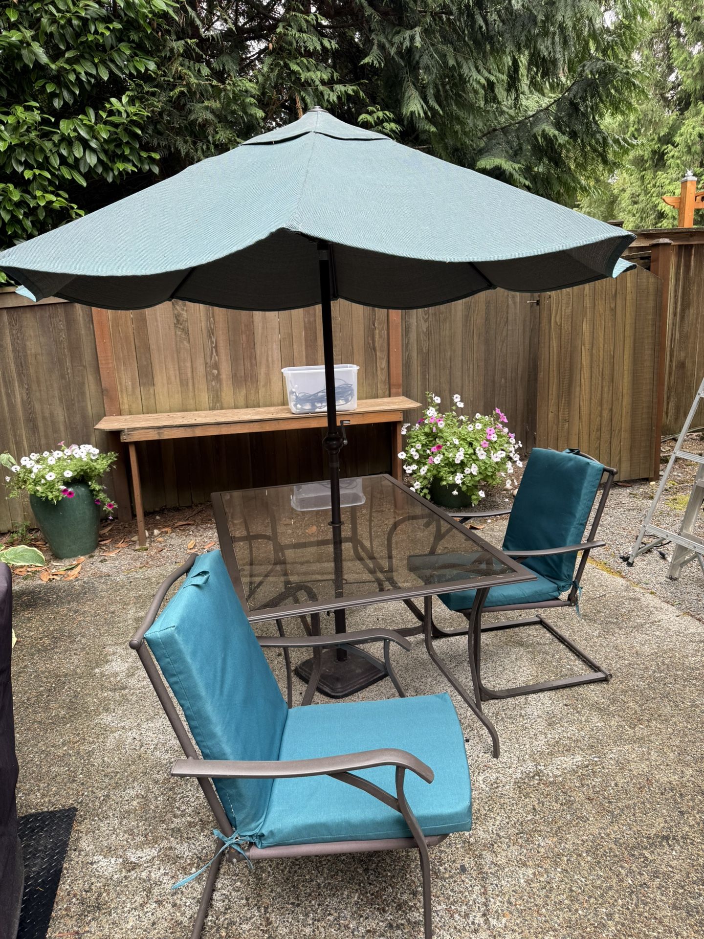 Patio Dinning Set With Umbrella 4 Chairs Seats 6