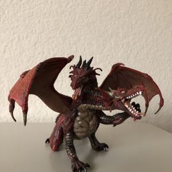 2005 Papo Two Headed Red Mythical Beast Dragon 8”
