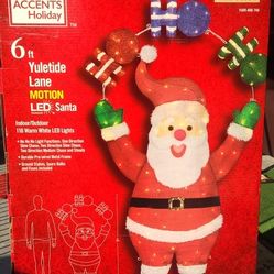 Xmas 6 Ft Motion Led Santa With Ho Ho Ho Yard Decor 