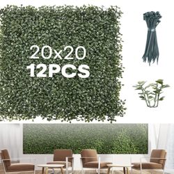 Flybold Plant Wall Panels Pack of 12-20"x20" Artificial Greenery Panels with UV