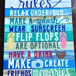 Fun "Pool Rules" Metal Sign!! $5!!