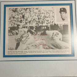 Signed Dodgers Memorabilia Maury Wills Autograph Photo