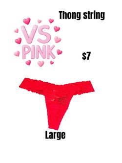 VS Pink Red Lace String Thong Large❤️❤️
