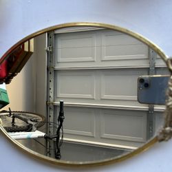 Vtg Large Oval Matson Style Gold Tone  Mirror Vanity Perfume Tray 13.5 by 9.5