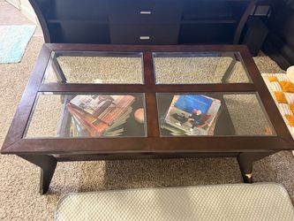Wood and glass coffee table
