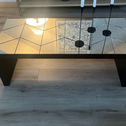 Glass With Dark Wood Frame -Coffee table 