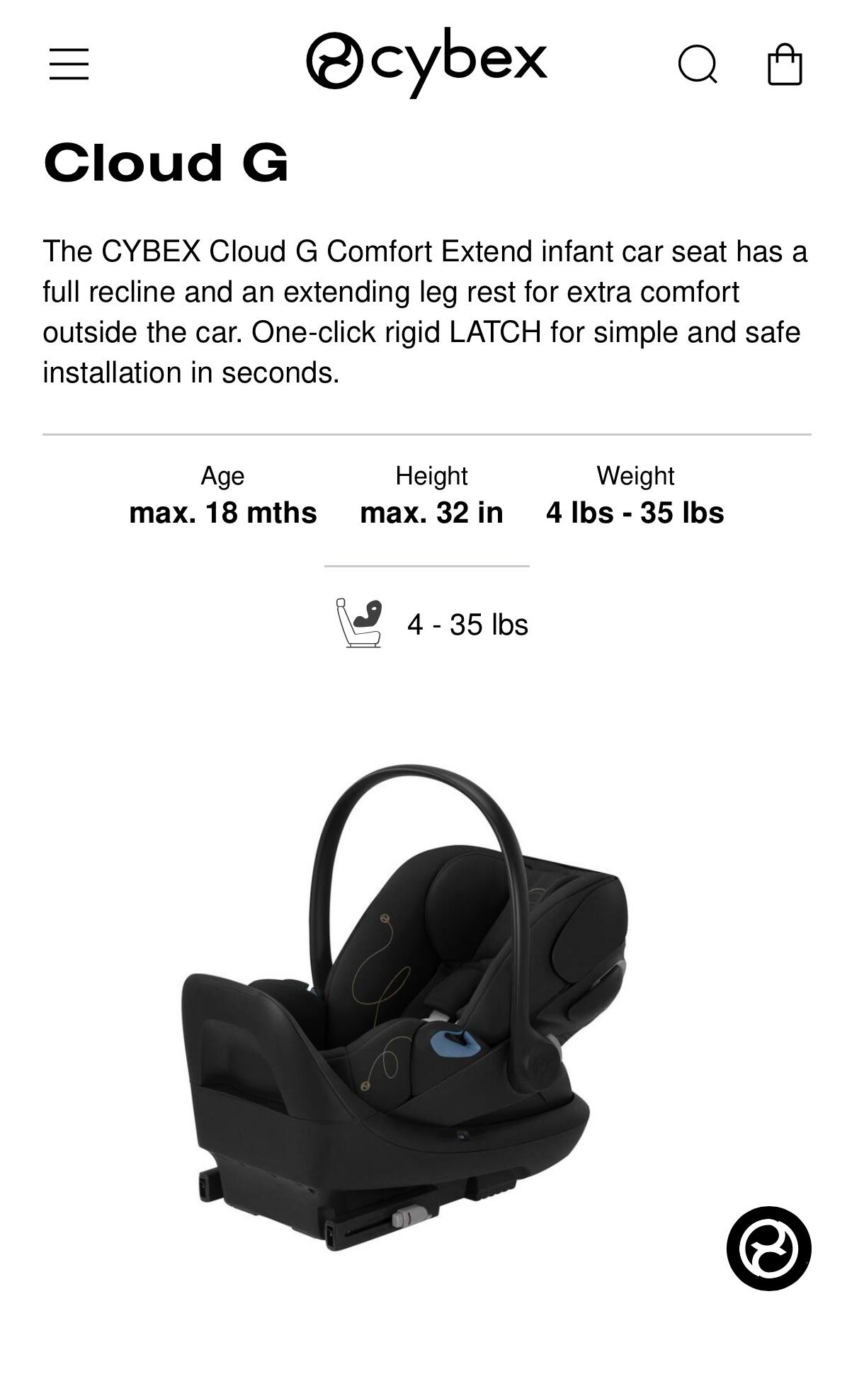 Cybex Cloud G Infant Car Seat $250