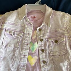 Girls Purple Jean Jacket Skirt Set With Shirt Size L 16
