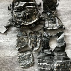Authentic U.S Army ACU UCP Digital Camo Molle II Field Assault Backpack, Fighting Load Carrier Pouches Field Gear