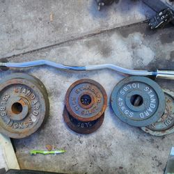 Olympic Curl Bar And Weights 