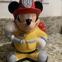 Vintage Mickey Mouse Fireman Fire Department Cookie Jar Disney