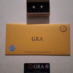 VVS Moissanite 6 Prong Round Earrings with Box and GRA Certificate 