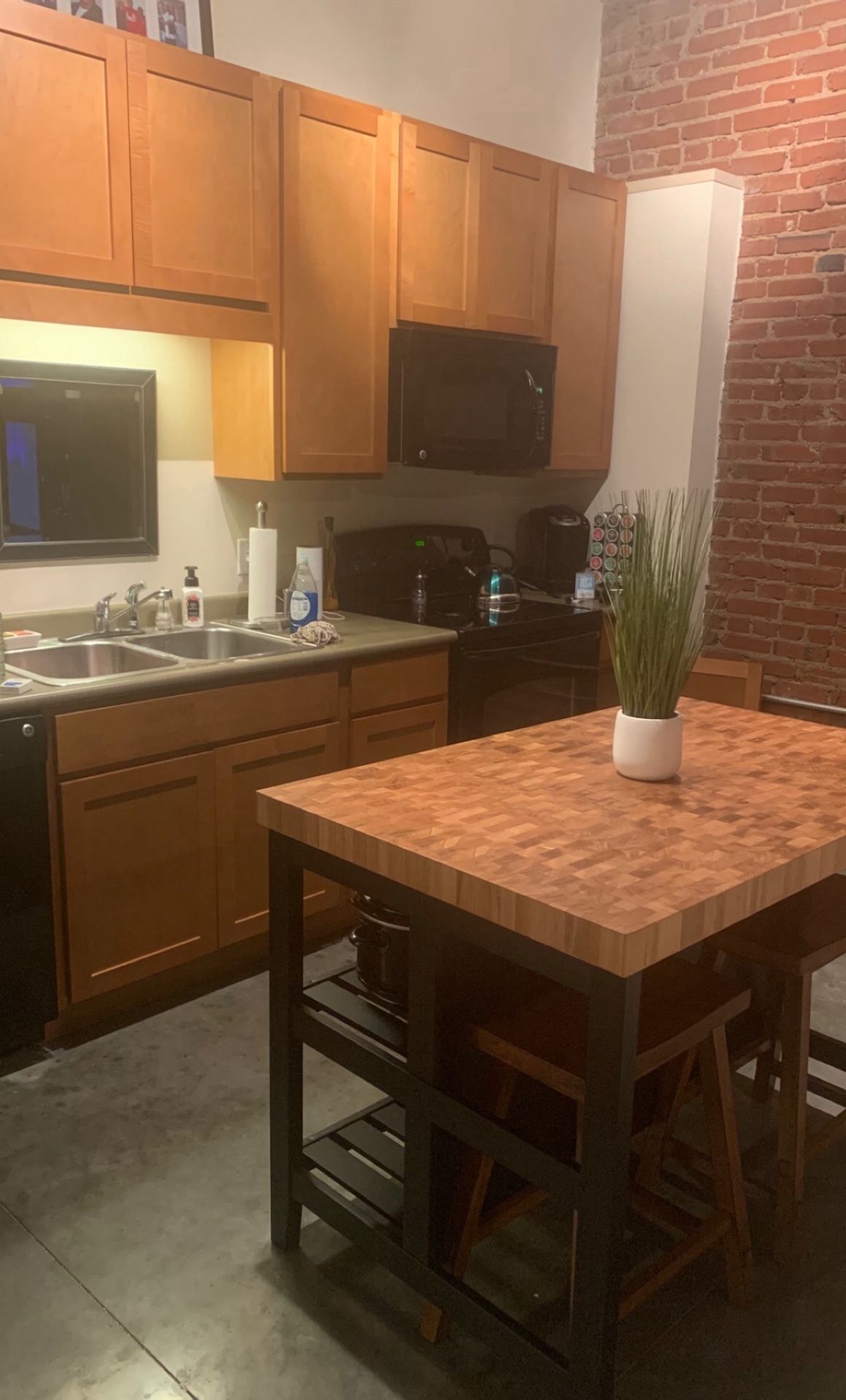 Two Wooden Kitchen Islands