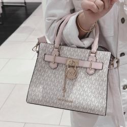 Brand New With Tag On Michael Kors Hamilton Satchel Purse Blush 