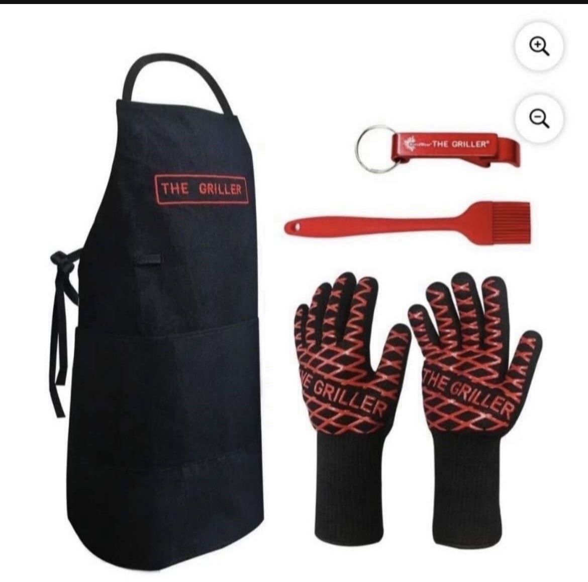 The Griller BBQ Apron,BBQ Gloves, Basting Brush and Beer Bottle Opener Griller Kit- BRAND NEW