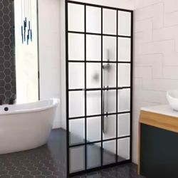 DreamLine Rhone 34 in. W x 72 in. H Frameless Shower Screen in Matte Black