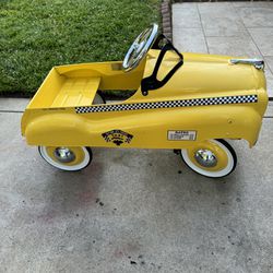 Vintage New York City Metal Checker Taxi Cab Pedal Car 35” For Toddlers