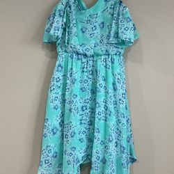 Girl’s Lined Elastic Handkerchief MIDI Waist on Elastic Dress, Size 7