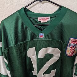 Joe Namath Used Throwback Jets Jersey With Superbowl 3 Patch. From 2012