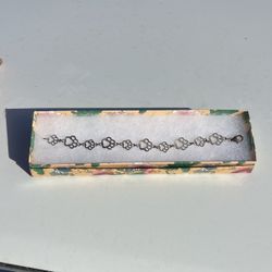 .925 Sterling Silver Dog Paw Bracelet 