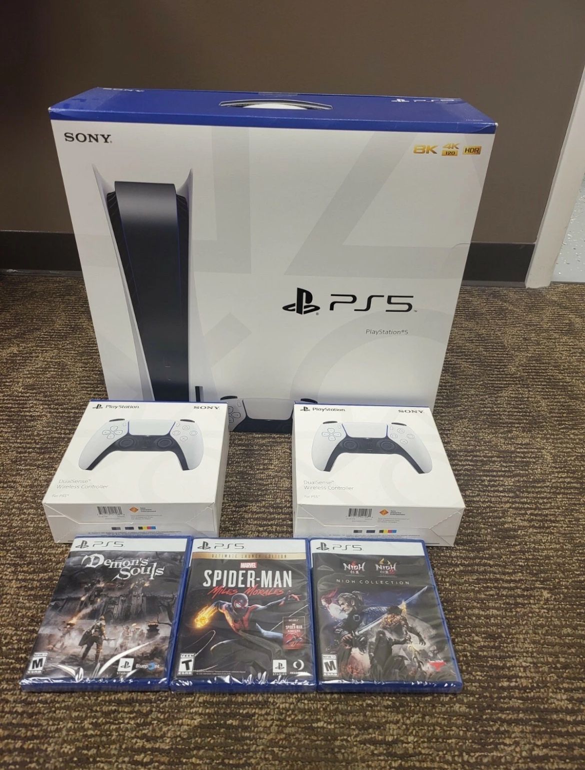 Sony PlayStation 5 PS5 Console Disc Version 3 Games + 2 Controller Bundle.