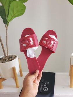 Dolce & Gabbana Red Rubber Slide Sandals
