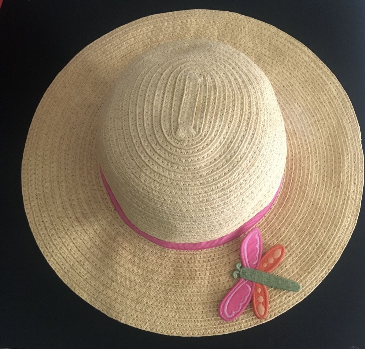 Gymboree toddler girls sz 4t straw hat with pink butterfly 